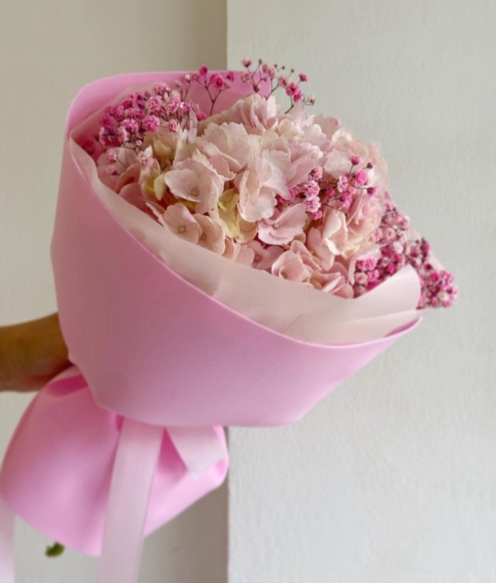 Romantic Pink Hydrangea Bouquet