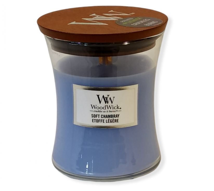 Woodwick Vonná sviečka 85 gr Mäkký chambray