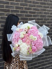 Exclusive pink and white bouquet of peonies, roses, hydrangeas Exclusive pink and white bouquet of peonies, roses, hydrangeas