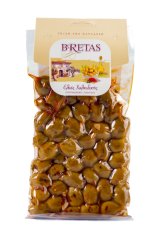 Zelené olivy bez kôstky Halkidiki, pikantné. Vákuovo balené 250g